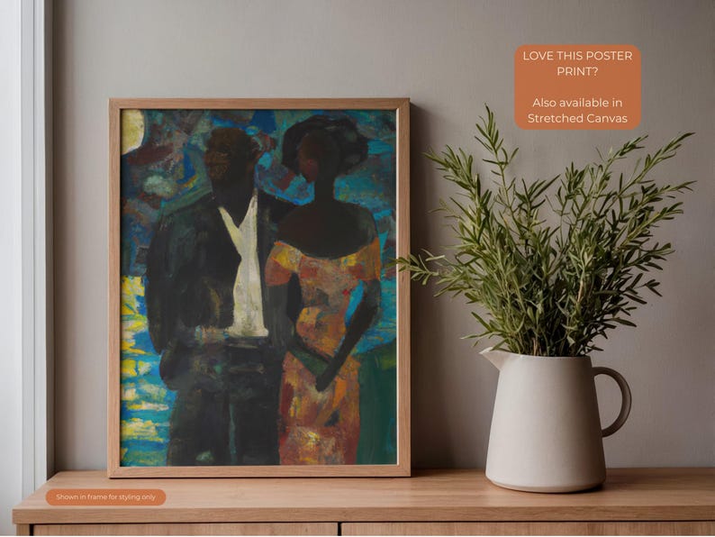 Moonlight, Black Couple Art Poster Print, Black Love Wall Art | African American Family Artwork | Black Art Decor, Afrocentric Ethnic Art 画像 12