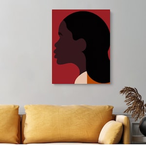 The Press Out, Black Girl Hair Art, Matte CANVAS | African American woman beauty shop print, Black hair style  portraits, bold hue art