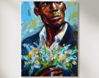 Black art Meet You, African American Art Men Series, CANVAS Wall Art | Canvas Prints and Portrait Artwork | gifts for man cave, Black males