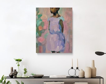 Lavender 1, BLACK GIRL Art, Matte CANVAS | African American Artwork, Black Art, Black Girl Magic, Melanin Girl, Family Art, Kids Room