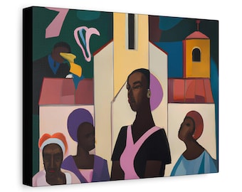 Lady in Lavender, Christian Artwork, Large CANVAS Wall Art | African American Church Art, Afrocentric Decor by a Black Artist