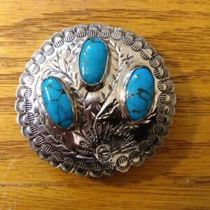 Ladies Turquoise and Silver Belt Buckle