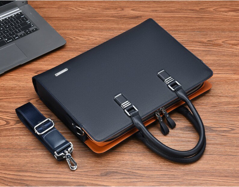 100 Vegan Leather Laptop Messenger Shoulder Bag Briefcase Etsy