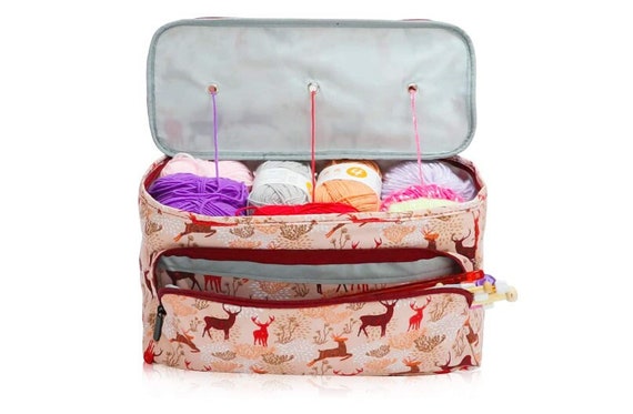 PAVILIA Knitting Bag Yarn Storage Tote, Large Crochet Organizer