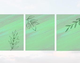 Leaves - Set of 3 Prints, INSTANT DOWNLOAD