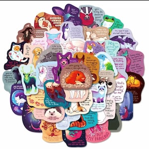 Healing words animal Stickers--Boost your mood--Mystery bags--vinyl--waterproof--Stanley cups--Hydroflask--Starbucks--car decals