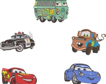 Diseños de bordado de coches, archivos de bordado para bebés, 2 tallas