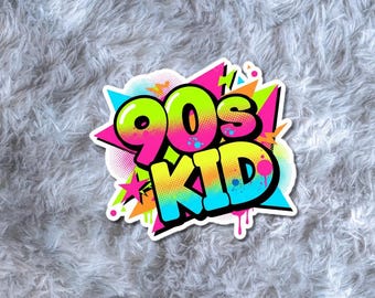 90’s Kid Retro Style Sticker – Bold 90’s Text – 1990s Inspired Art – Gen X Millennial Nostalgia Gift