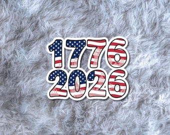 1776–2026 American Independence Sticker – U.S. Flag‑Inspired Text – Patriotic America 250 Gift