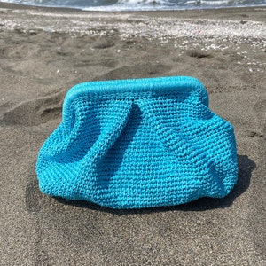 Straw Clutch Bag, Crochet Raffia Pouch Clutch Bag, Beach Clutch Bag, Natural Handbag