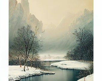 Nostalgic Winter Beauty: A Neutral Snowy Scene