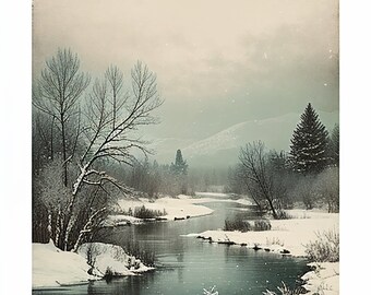 Winter Tranquility: A Vintage Neutral Landscape