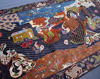 4x6'5フィートの絵画ラグ、ハンドメイドのアフガニスタン絵画