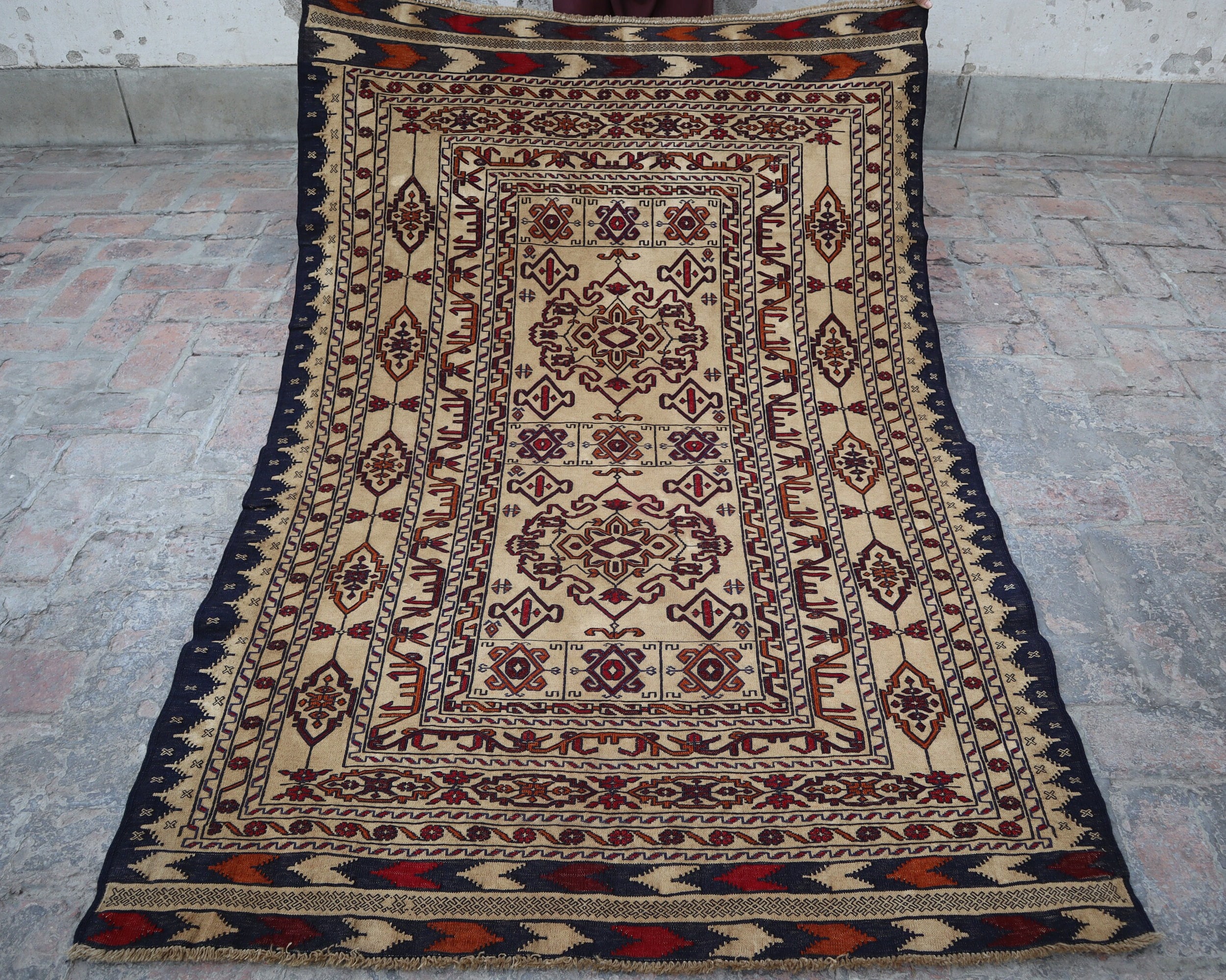 4'6x6'3 ソマック キリム ラグ - ハンドメイド アフガニスタン