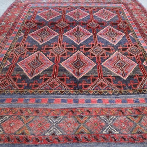 4x6 Ft Vintage Rug- Afghan Handmade Mushwani Rug, Antique Rug, Oriental Rug, Geometric Rug, Living Room Rug,  Area Rug, One Of a Kind Rug