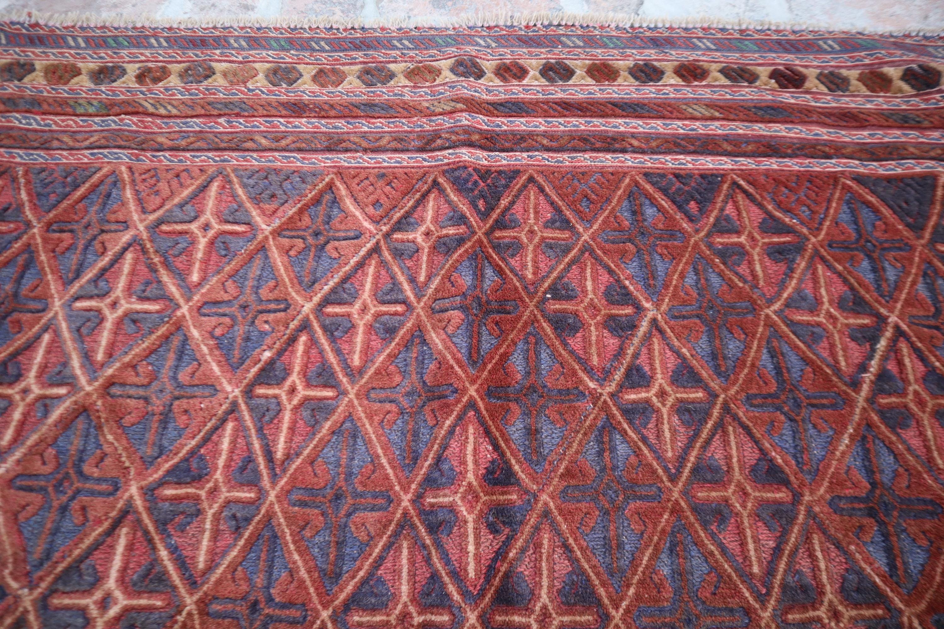 4'11x6'5フィートのムシュワニラグ、ハンドメイドのアフガニスタン幾何