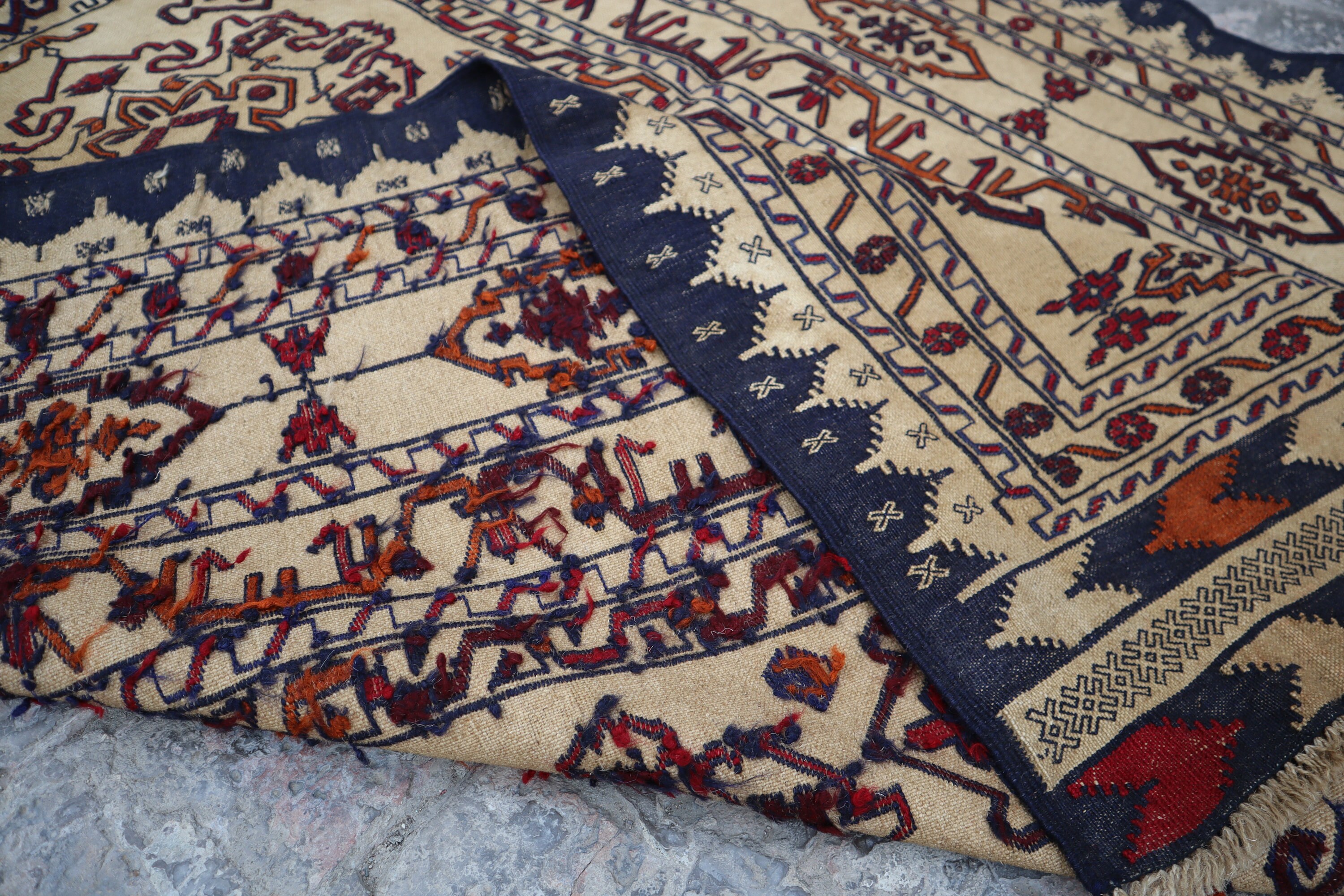 4'6x6'3 ソマック キリム ラグ - ハンドメイド アフガニスタン