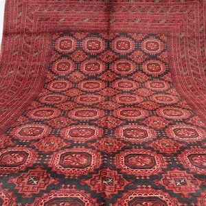7x9 Ft Antique Rug, Turkoman Hand Knotted Bukhara Design Vintage Rug, Large Area Oriental Wool Rug, Ersari Rug, Rug For Living Room, Bedroom