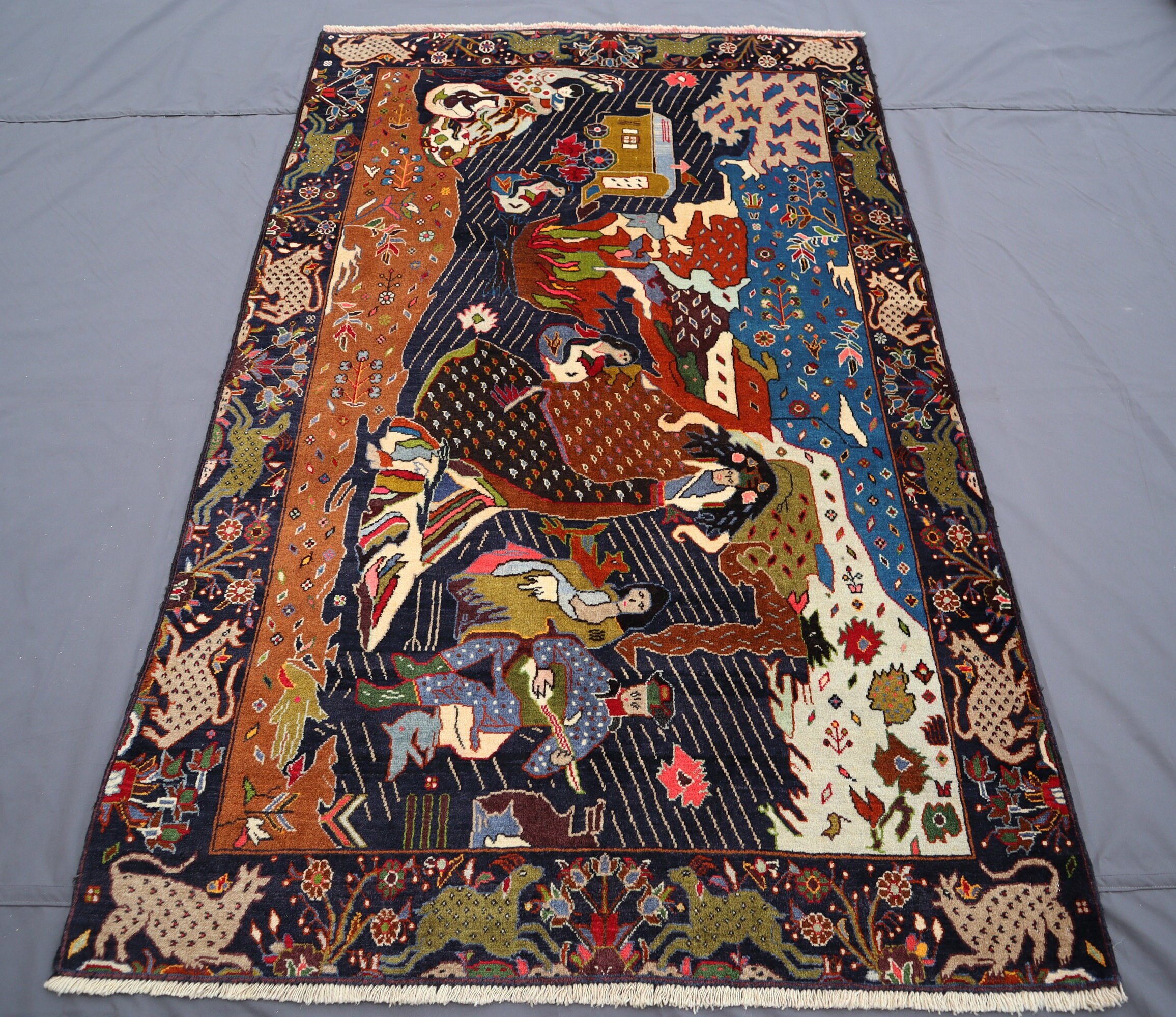 4x6'5フィートの絵画ラグ、ハンドメイドのアフガニスタン絵画