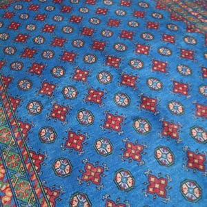 Alfombra azul de 2,1 x 3 m, hecha a mano, afgana, Mori Gul, tribal turcomana anudada a mano, de lana oriental, de gran tamaño, de lujo. imagen 5