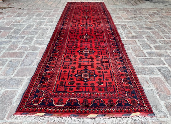 3m Langer Roter Teppichläufer, 100x300 Kelim Teppich Läufer, Handgemachter Vintage Teppich Läufer, Läufer für den Flur, Küche, Flur