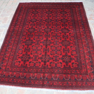 5&#39;9x7&#39;5 Ft Red Bokhara Rug, Turkmen Hand Knotted Tribal Rug, Fine Quality New Rug, Handmade Afghan Rug, Oriental Wool Rug, Rug For Bedroom