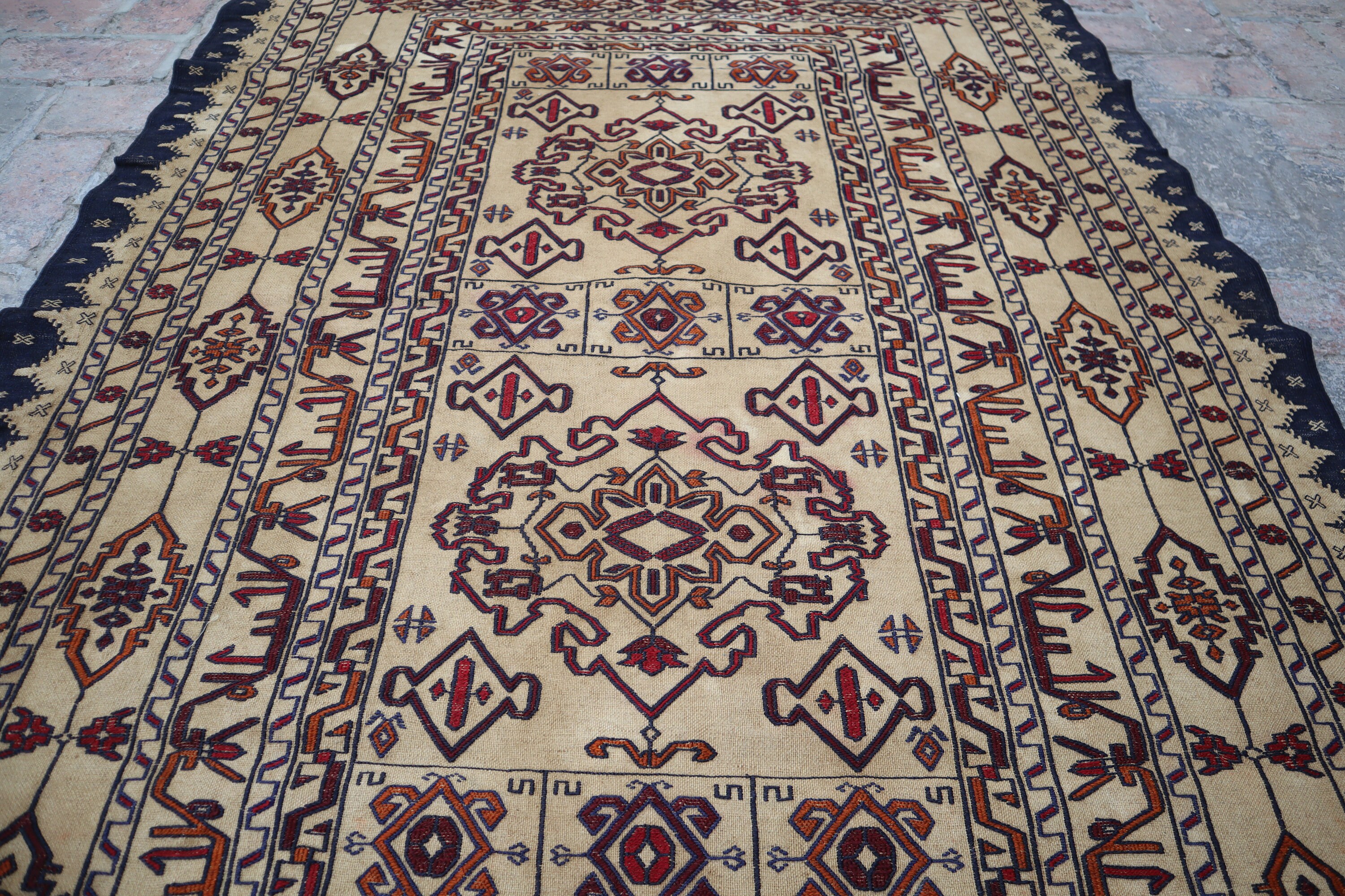 4'6x6'3 ソマック キリム ラグ - ハンドメイド アフガニスタン