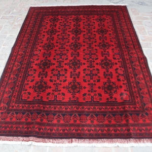 6x8 Ft Bokhara Rug, Handmade Turkmen Tribal Rug, Oriental Wool Rug, Fine Quality Red Area Rug, Hand Knotted Afghan Rug, Rug For Bedroom