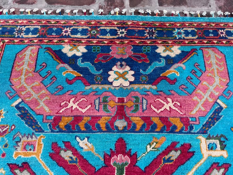 4x6 Ft Turkmen Light Blue Rug, Afghan Hand Knotted Oriental Wool Rug ...