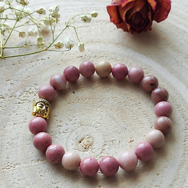 Bracelet "Harmonie Rose" en pierres naturelles de Rhodonite