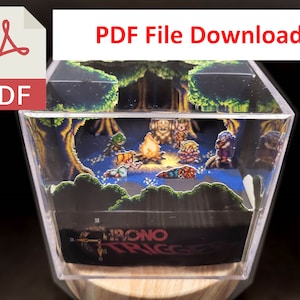 Chrono Trigger Fiona&#39;s Forest Campfire Diorama Cube Template - 3D Videogame Template - Gift for Gamer - DIY - Template Only