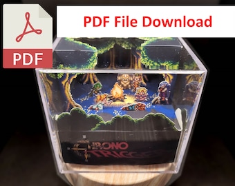 Chrono Auslöser Fionas Wald Lagerfeuer Diorama Würfel Vorlage - 3D Videospiel Vorlage - Geschenk für Gamer - DIY - Nur Vorlage