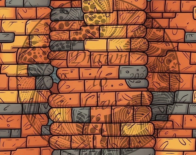 Cartoon Orange Brick Wall Pattern