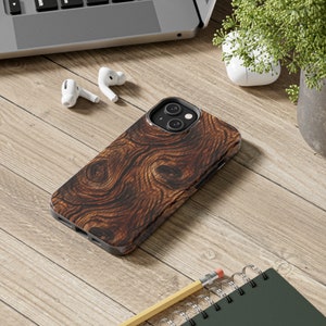 Realistic Rich Dark Stain Wood Grain Phone Case