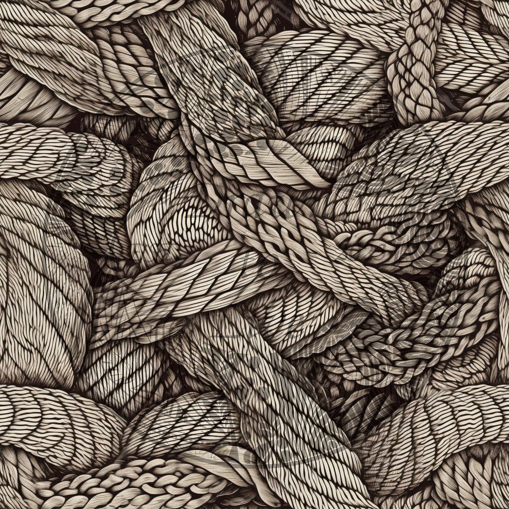 Rope in A Pile Black and White Drawing Pattern 
