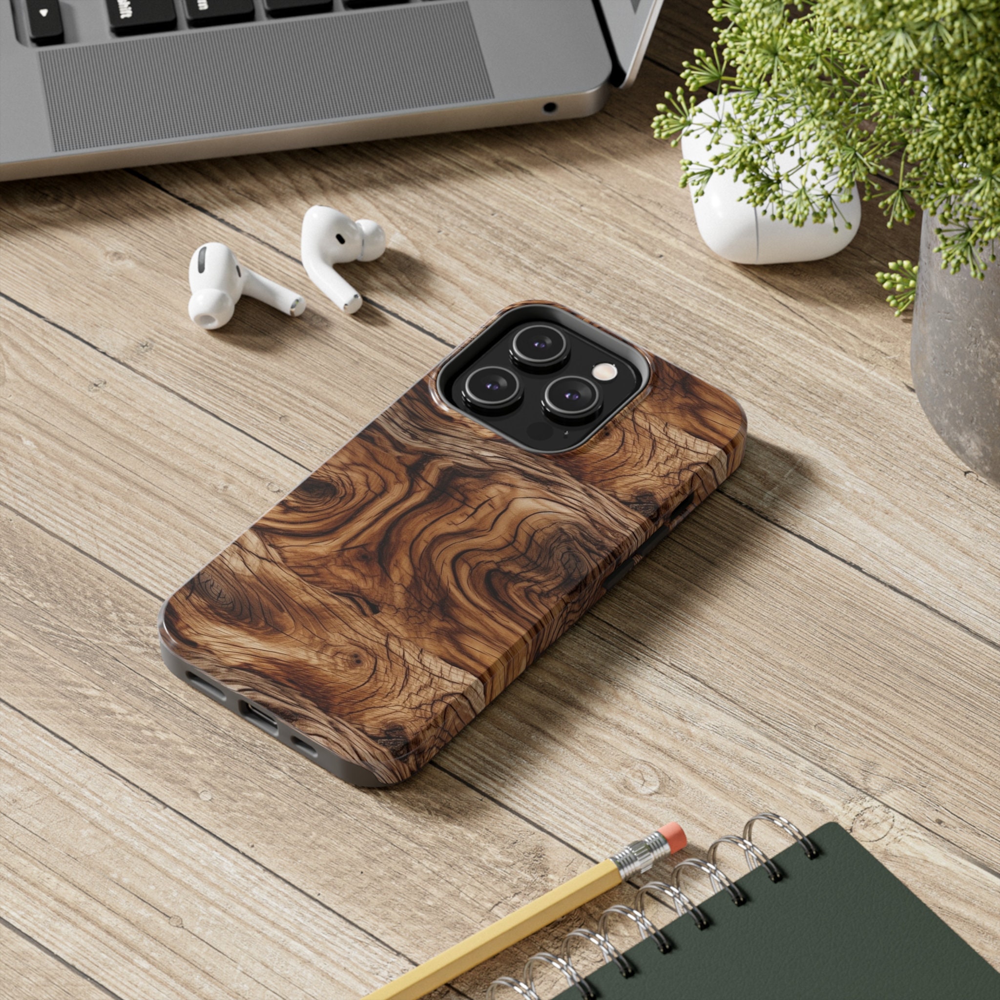 Realistic Medium Stain Wood Grain Phone Case Etsy