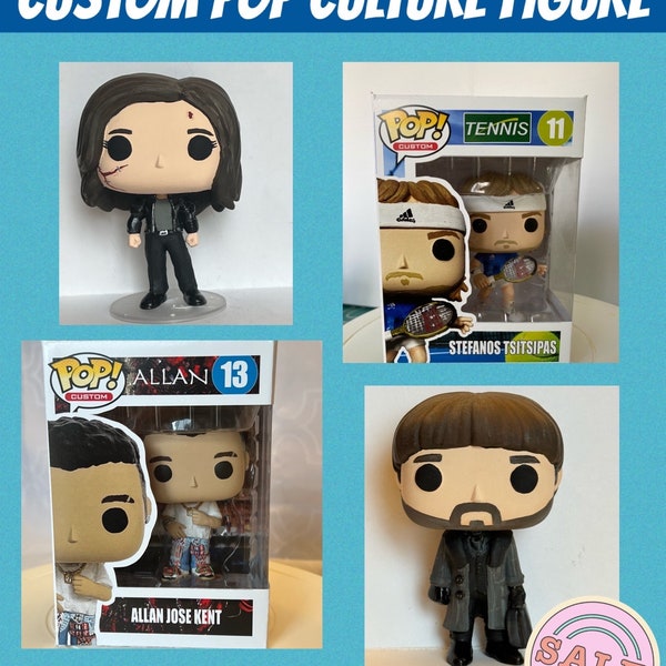 Custom Vinyl Action Figure- hand painted, sculpted, customizable. Pop culture figures. Options to add custom display box or pet.