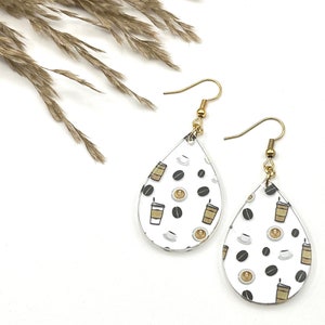Coffee shop, coffee lover earrings, gift for her, Garden earrings, beach jewelry, hypoallergenic dangle earrings, summer