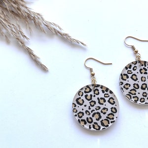 Cheetah, animal print earrings, gift for her, Garden earrings, beach jewelry, hypoallergenic dangle earrings, summer