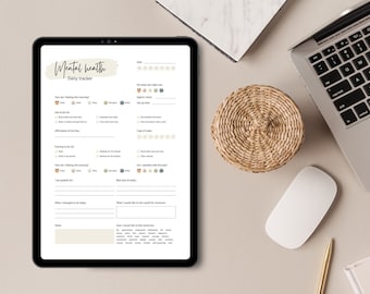 Daily Mental Health Tracker Printable, Wellness Planner (PDF)