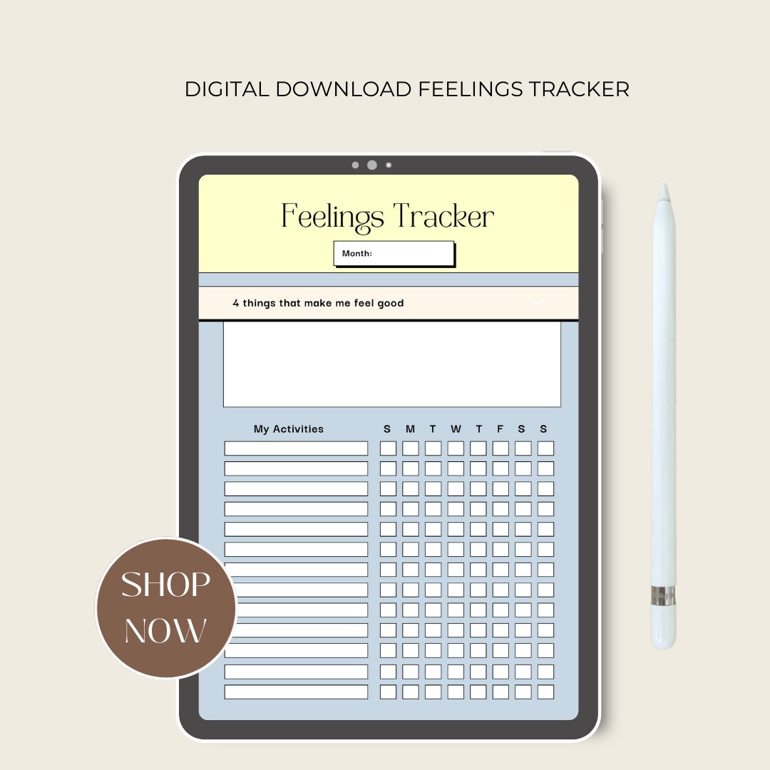 PRINTABLE FEELINGS TRACKER Mood Tracker Self Assessment - Etsy