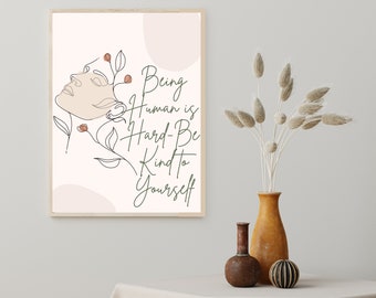 Boho Wall Art, Being Human, Minimalist Print (Digital Print)