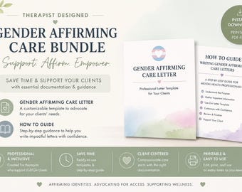 Gender Affirming Care Letter Template | Therapist Letter Writing Guide | LGBTQ+ Affirming Therapy Forms | Mental Health Digital Download