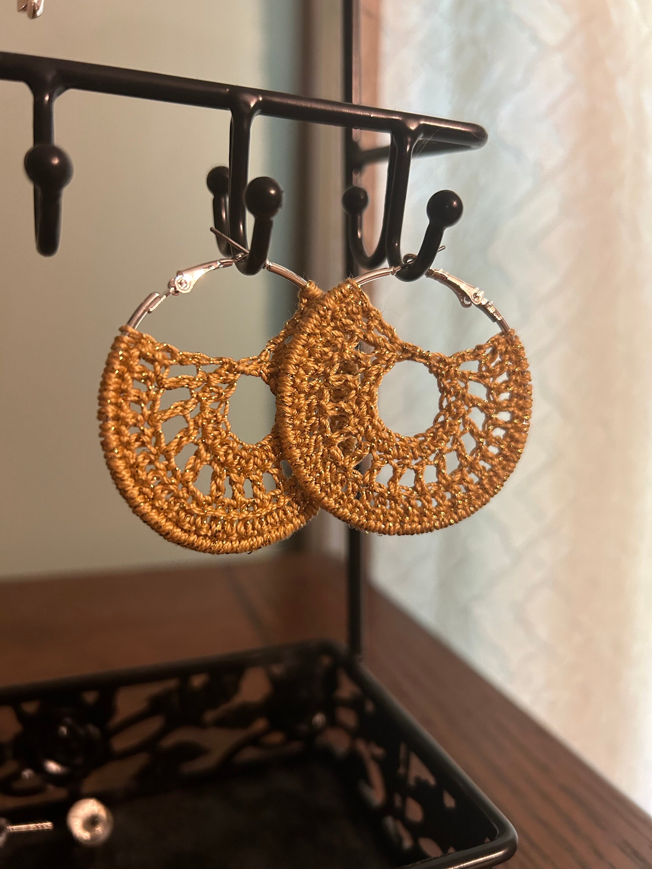 Crochet Hoop Earrings - Etsy
