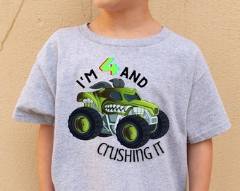 Boys Monster Truck T-Shirt, Toddler Monster Truck Tee, Kids Monster Truck Shirt for 4 Year Old, Monster Truck Birthday Gift