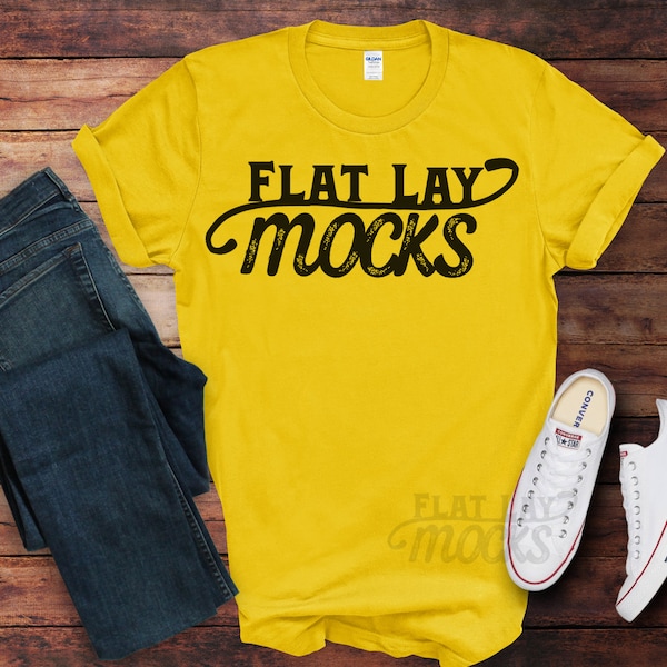 mockup gildan 64000 daisy tshirt mock up summer T shirt flat lay unisex tee shirts for shops daisy gildan 64000 mock ups