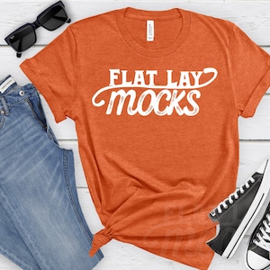 mockup bella canvas 3001 Heather orange mock up summer T shirt flat lay unisex tee shirts for shops bella canvas mock ups