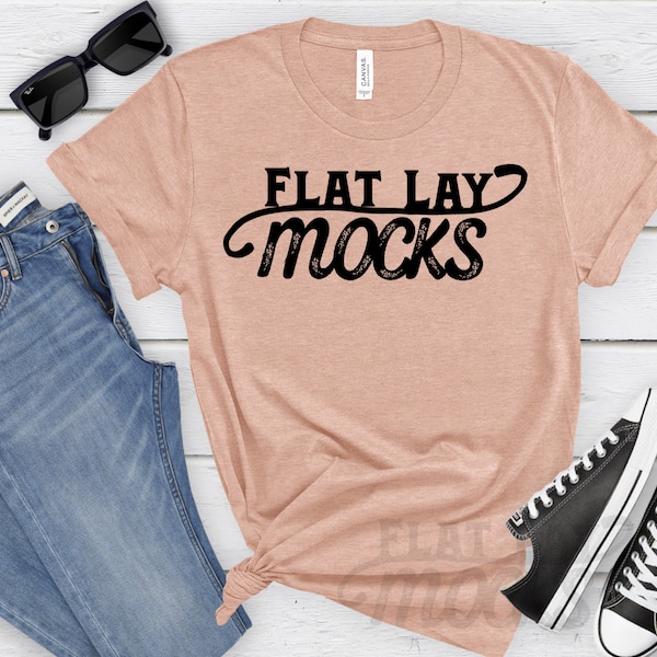 mockup bella canvas 3001 heather prism peach mock up summer T shirt flat lay unisex tee shirts for shops bella canvas mock ups