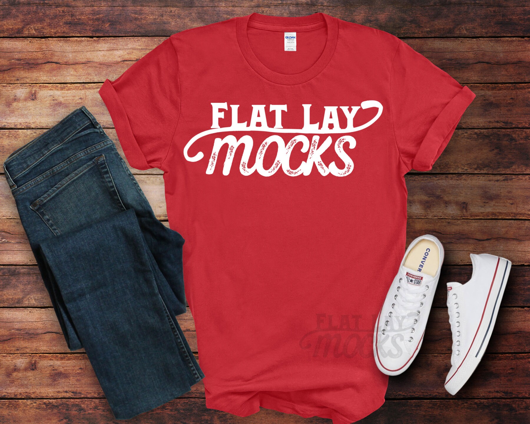 mockup gildan 64000 red tshirt mock ups summer T shirt flat lay unisex tee shirts for shops red gildan 64000 mock ups