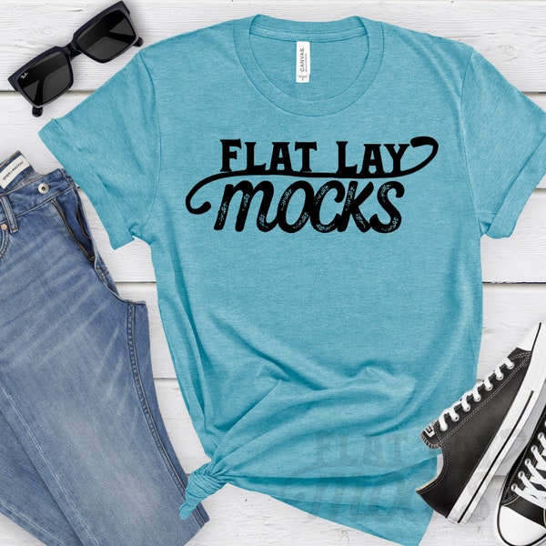 mockup bella canvas 3001 heather aqua mock up summer T shirt flat lay unisex tee shirts for shops spring shirts bella canvas mock ups